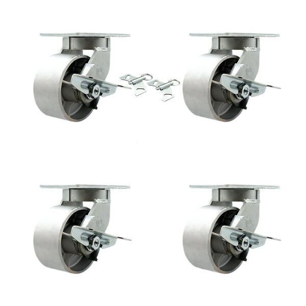 Service Caster 6'' Extra Heavy Duty Semi Steel Cast Iron Caster Set 4 Brakes 2 Swivel Locks, 4PK CRAN-SCC-KP92S630-SSR-SLB-BSL-2-SLB2 - main